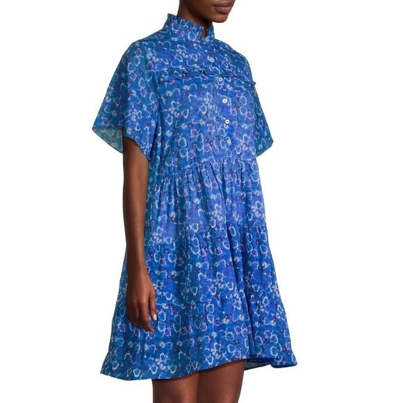 Ro's Garden Dresses & Skirts - Ro's Garden Anthropologie Vibeka Floral Cotton Mini Dress Blue Komaki Size XL
